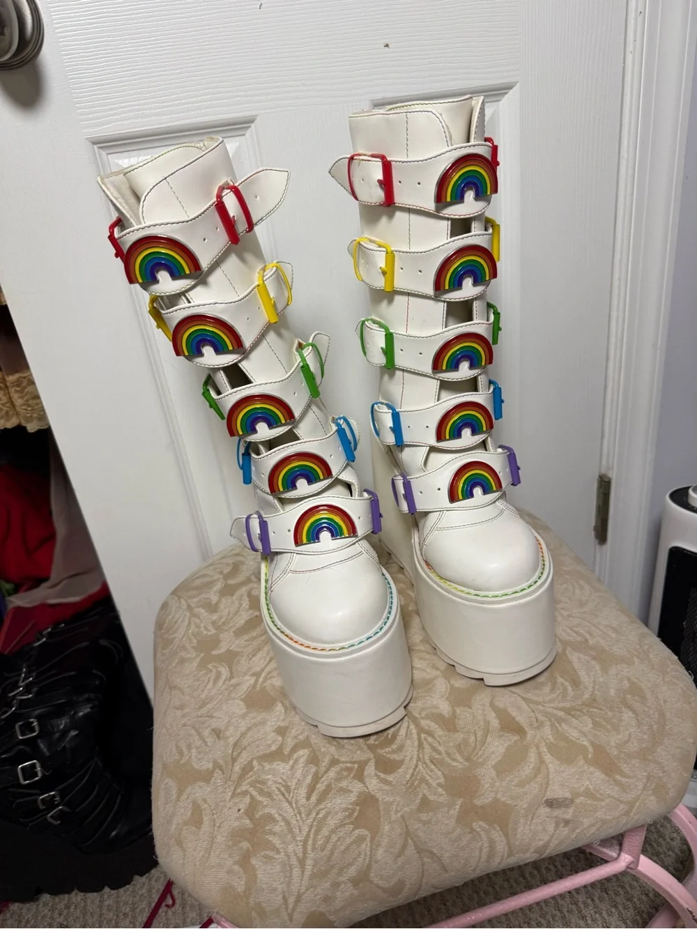 Y.R.U rainbow platform boots